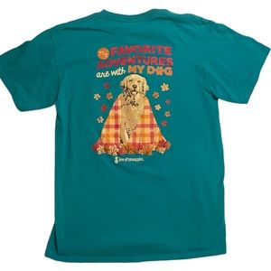Love & Pineapples Medium Teal/Turquoise Fall Dog T-Shirt